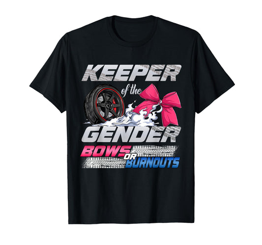 Keeper of the Gender Burnouts or Bows Gender Reveal Party T-Shirt