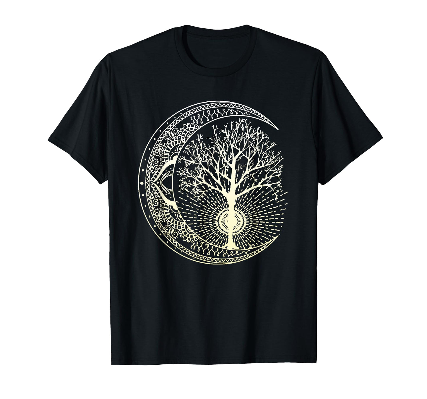 Mandala Moon Tree of Life Tattoo Style T-Shirt