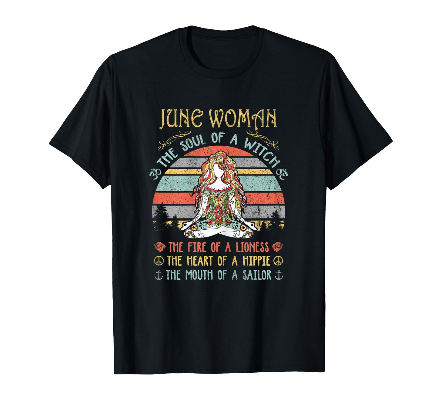 Womens June Woman The Soul Of A Witch Vintage Birthday T-Shirt