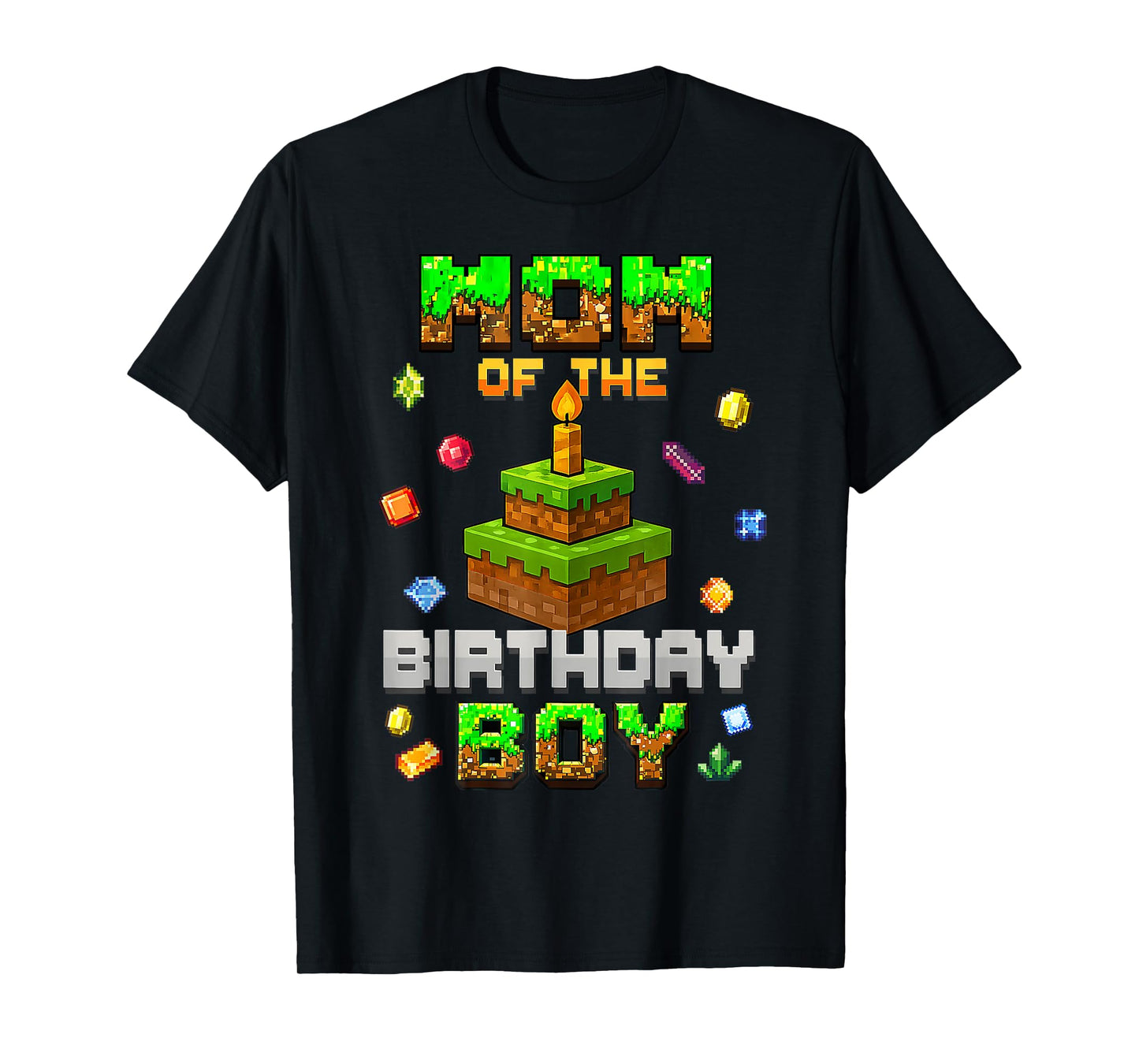 Mom Of The Birthday Boy Family Matching Video Game Pixel T-Shirt