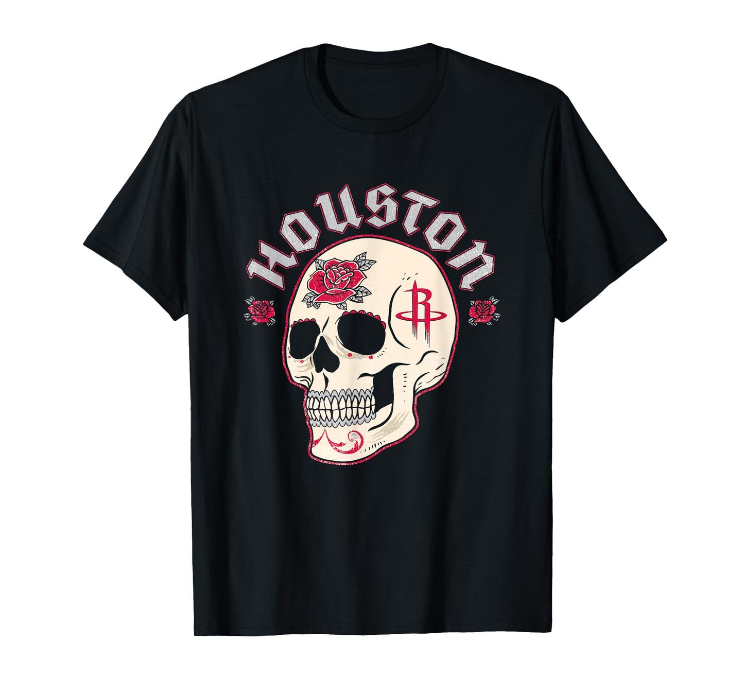 NBA Houston Rockets Halloween Floral Skull T-Shirt