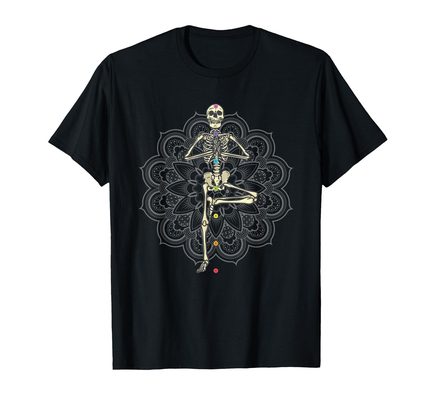 Yoga Skeleton in Vriksasana Pose Chakra T-Shirt
