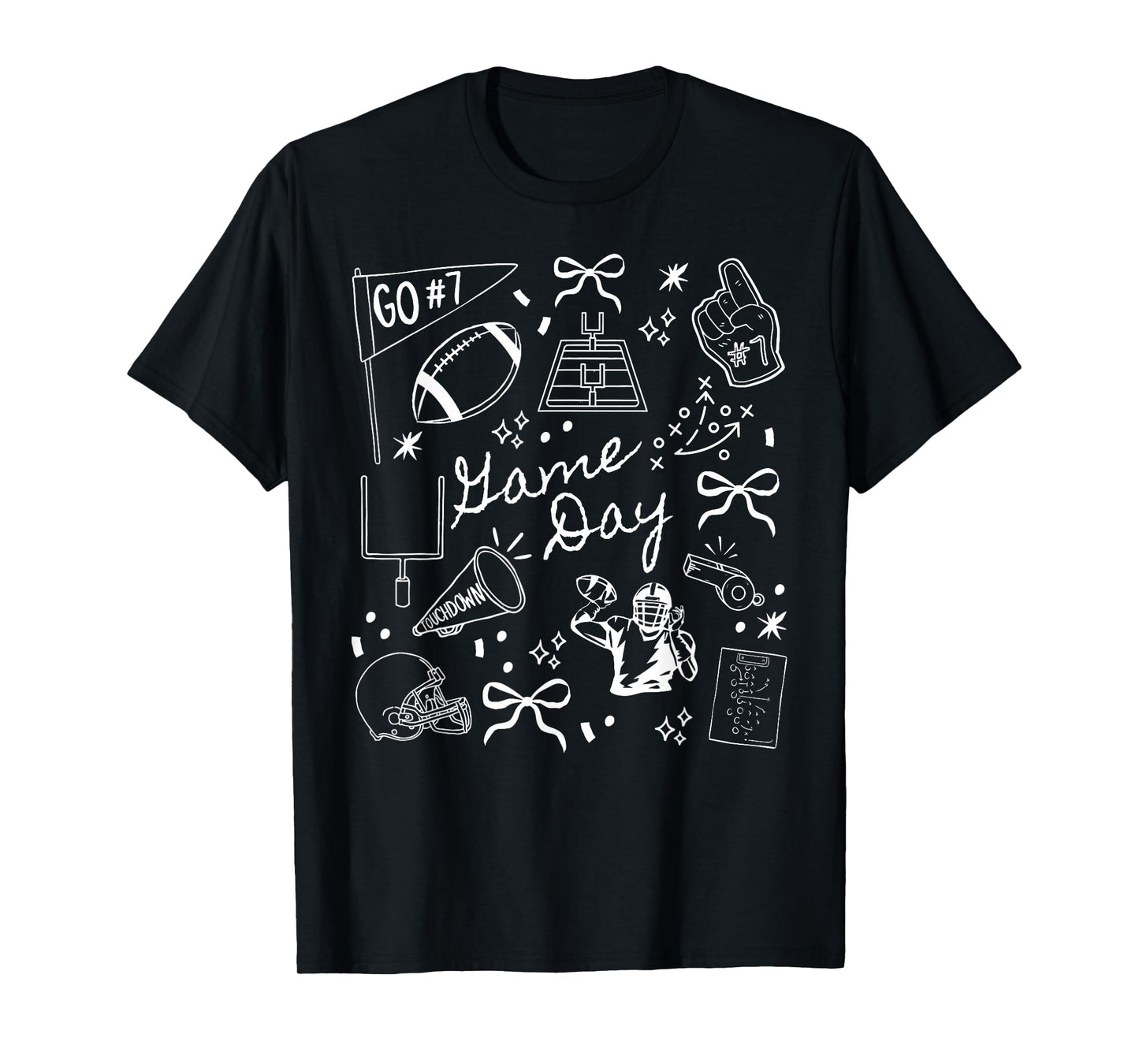 Touchdown Cheer American Football Game Day Coquette Bow T-Shirt