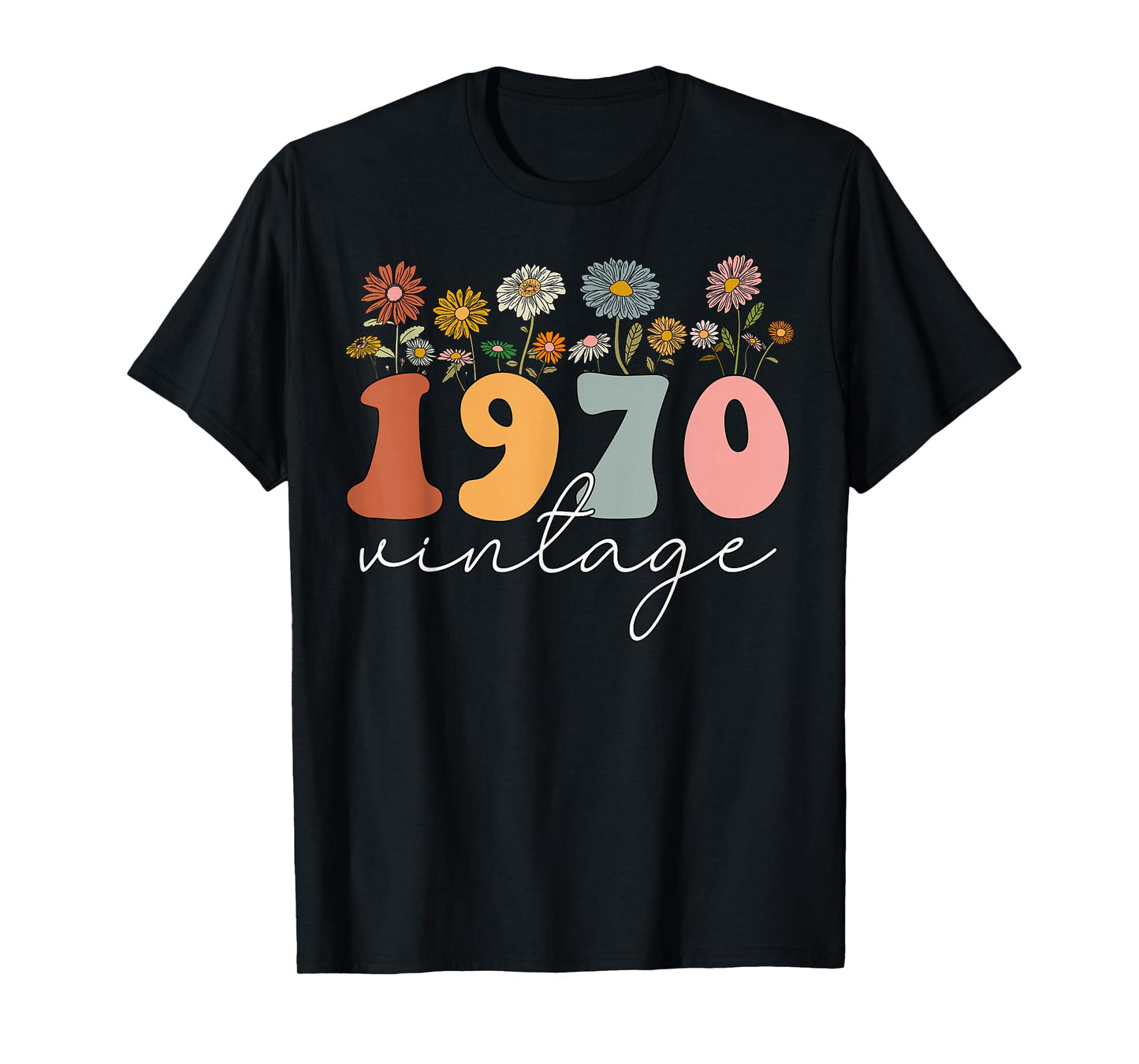 Vintage 1970 Wildflower Floral 55th Birthday Women Girls T-Shirt
