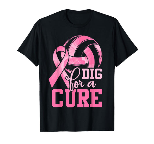 Dig For A Cure Volleyball Pink Breast Cancer Awareness Girls T-Shirt