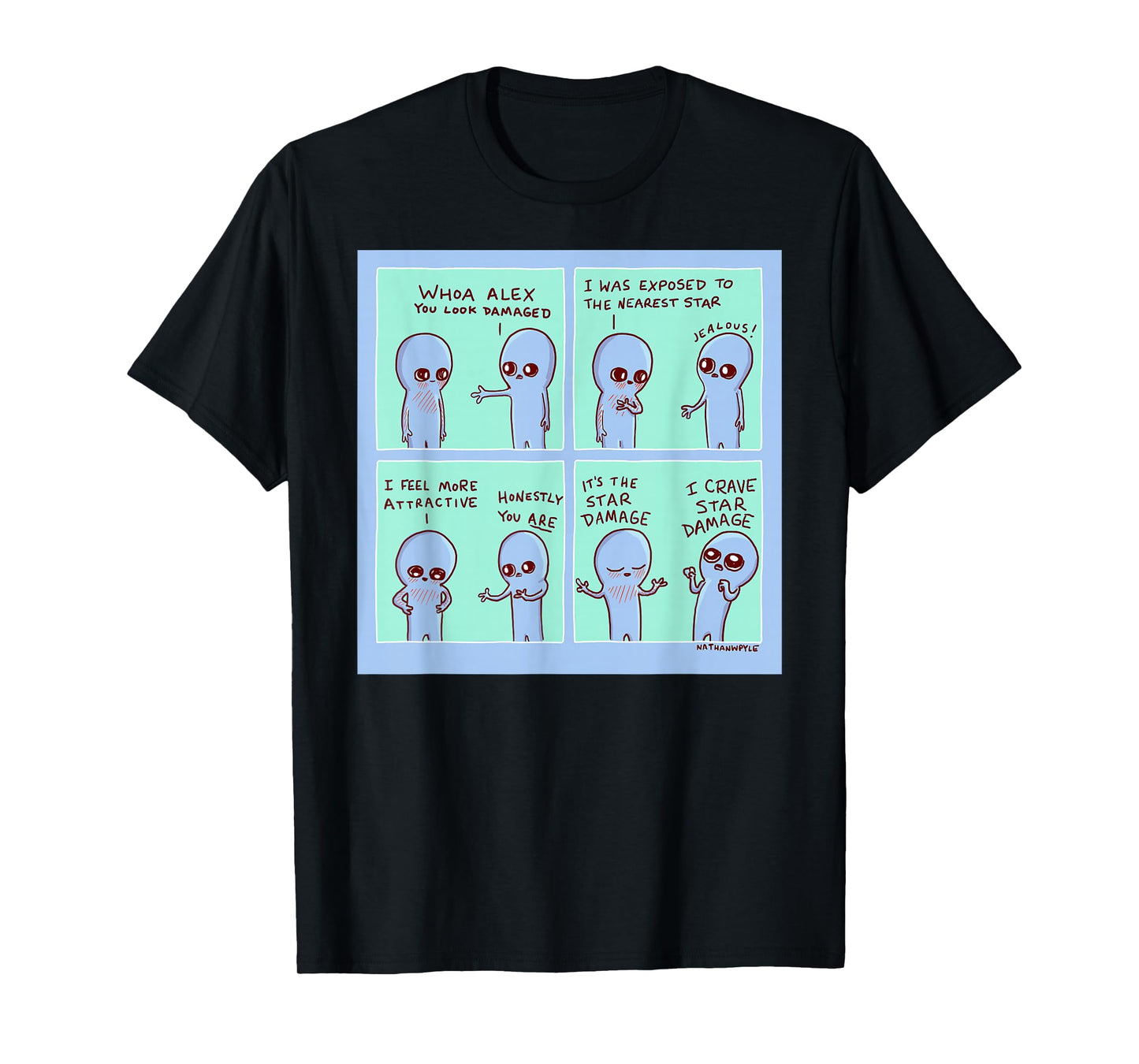 Threadless Nathan W. Pyle Strange Planet Star Damage Graphic T-Shirt