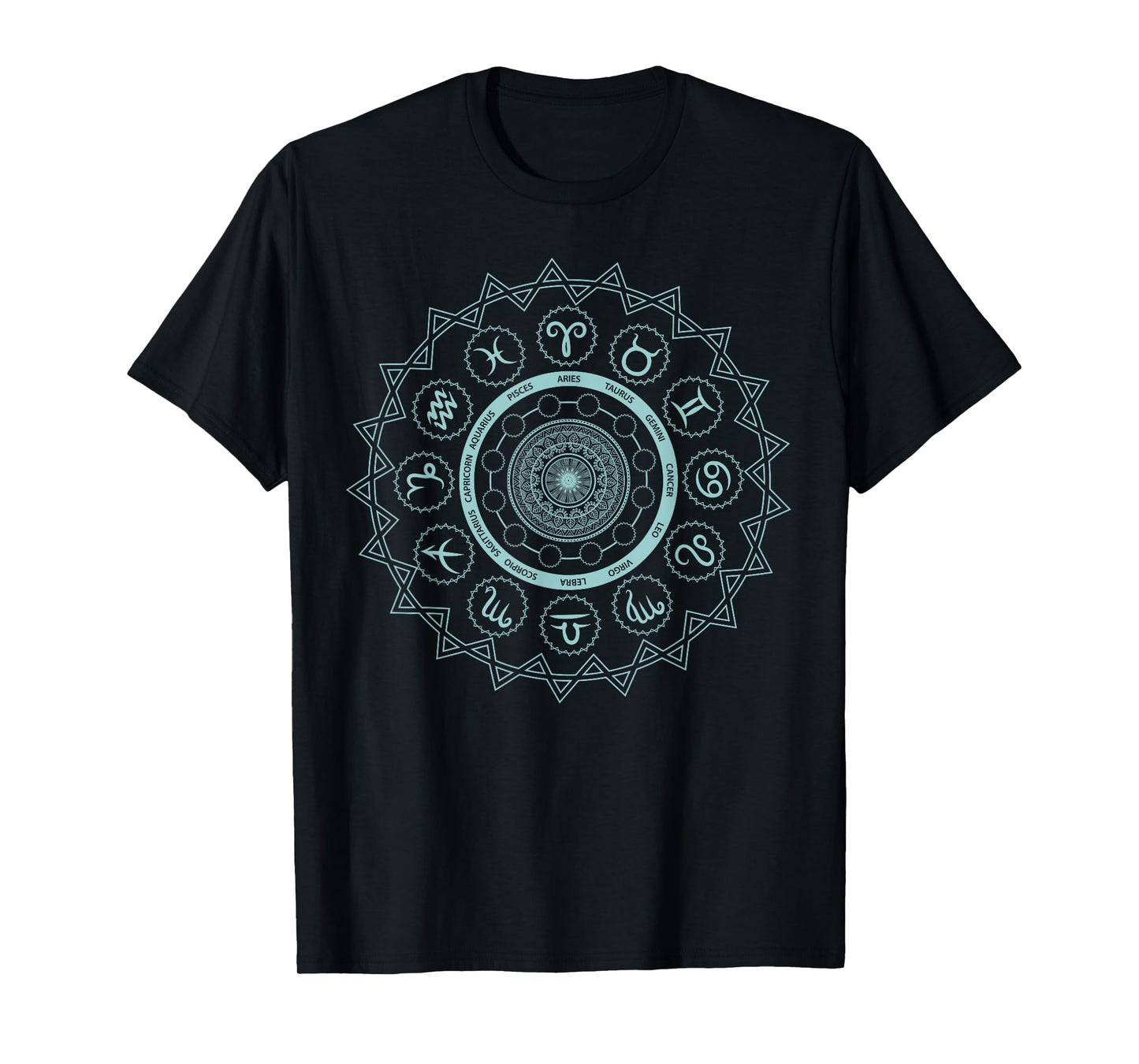 12 Horoscope Sign Zodiac Astrology Zen Spiritual Mandala T-Shirt