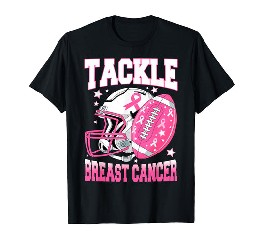 Tackle Breast Cancer Awareness American Football Pink Ribbon T-Shirt