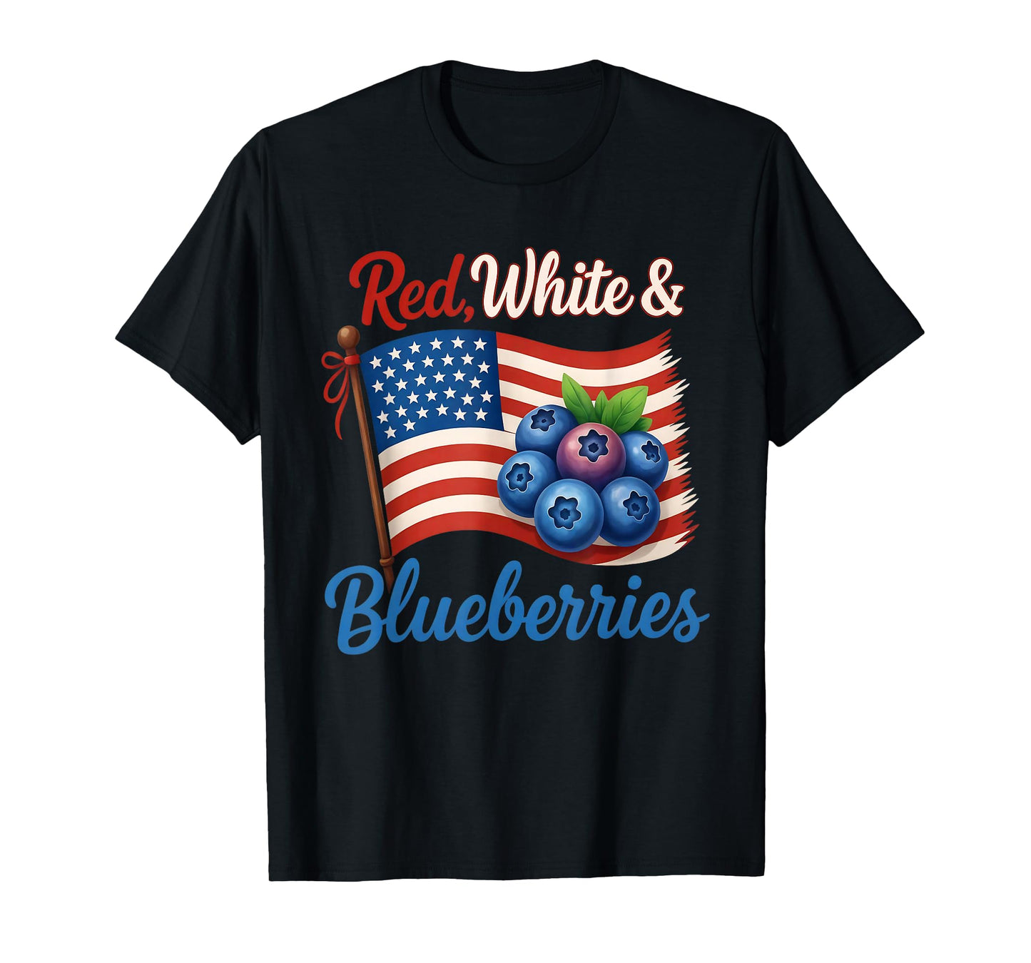 Red White Blueberries Funny Patriotic USA Flag Vintage T-Shirt