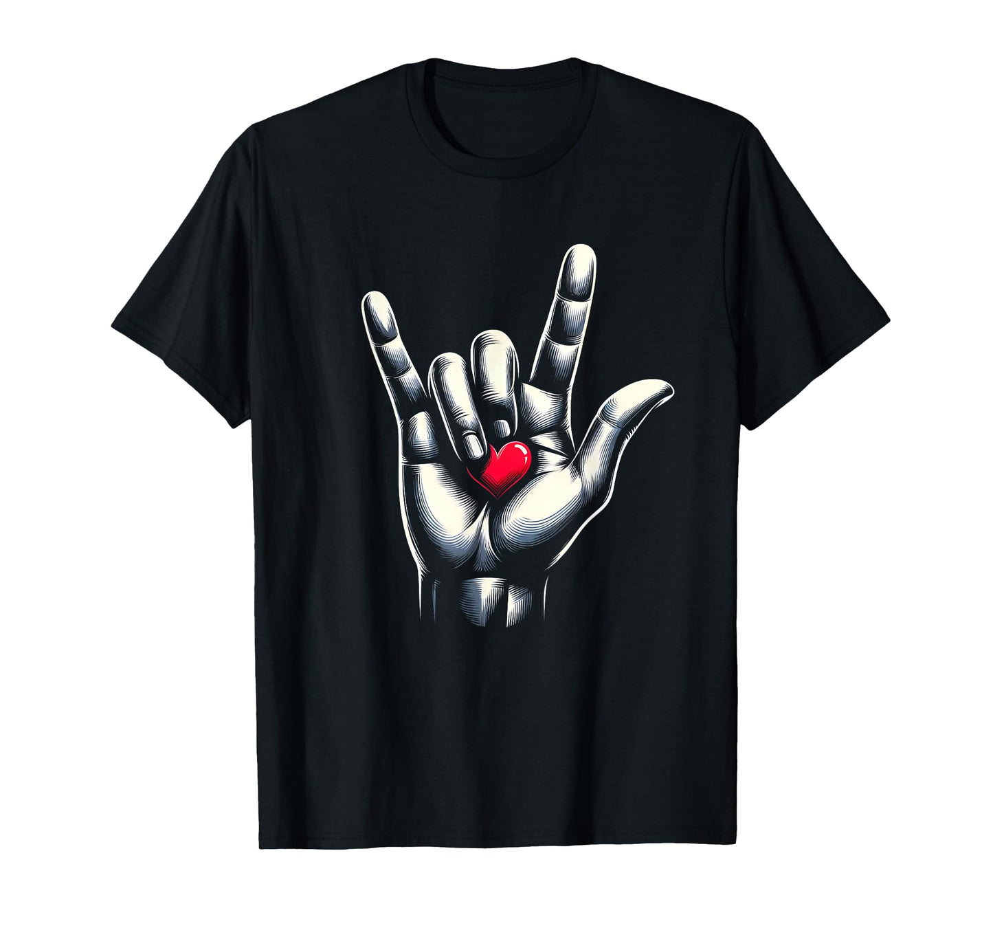 ASL I Love You Hand Sign Language Heart Valentines Day T-Shirt
