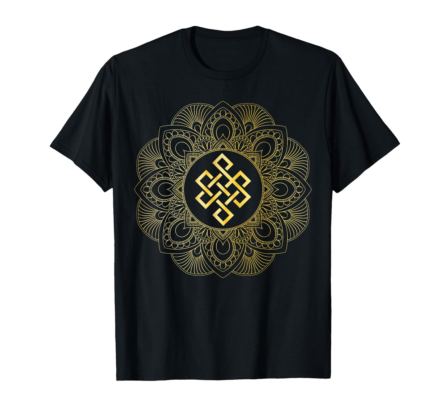 Tibetan Endless Knot Mandala Lotus Flower T-Shirt