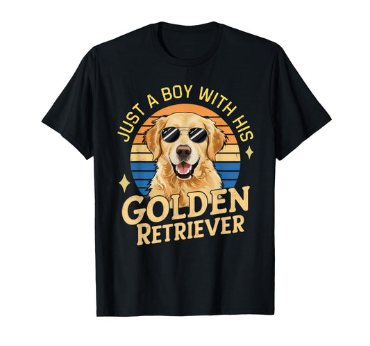 Just a Boy and His Golden Retrievers Girls Who Love Dogs T-Shirt
