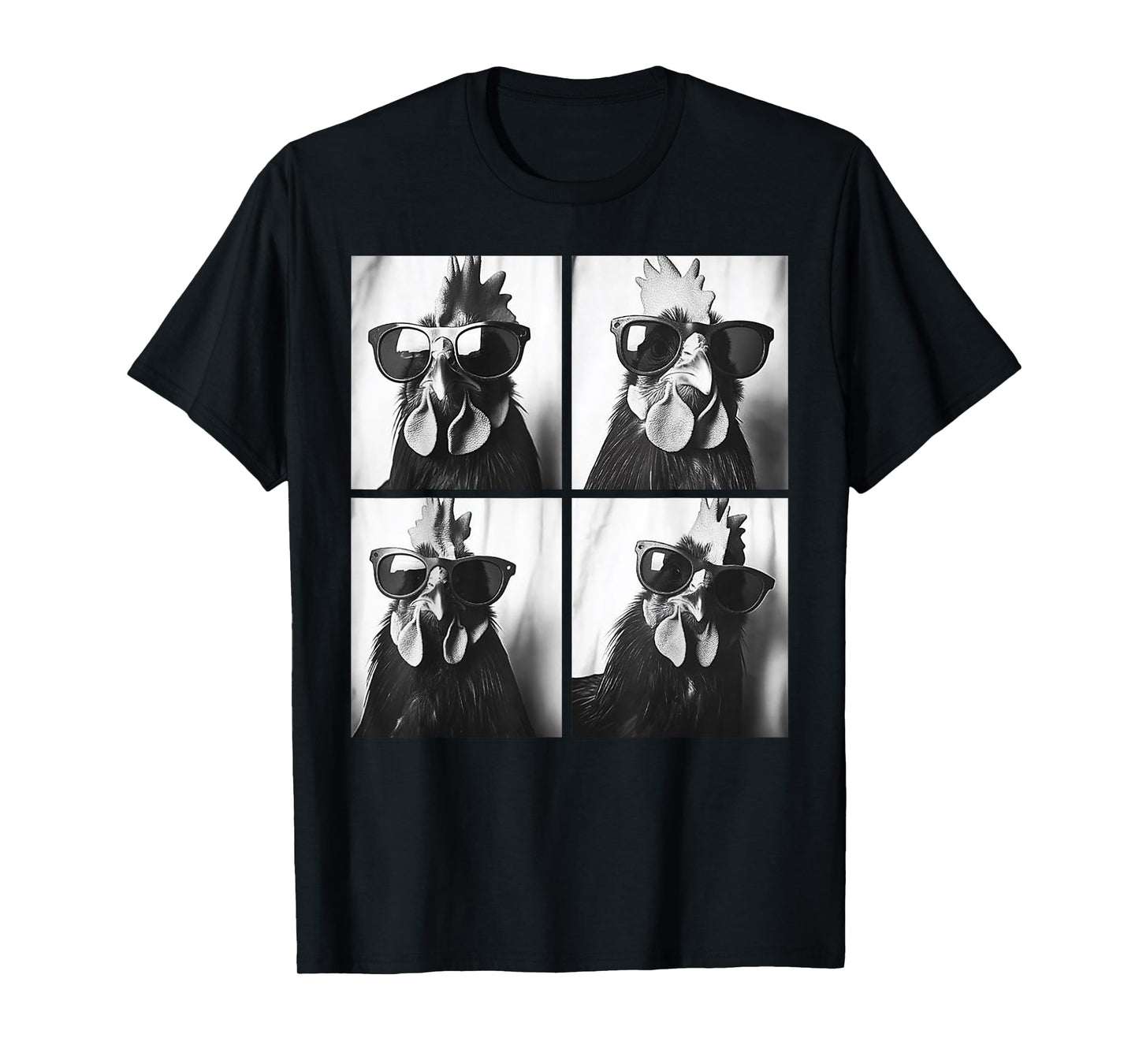Rooster Wearing Sunglasses Photobooth Selfie Farm Chicken T-Shirt