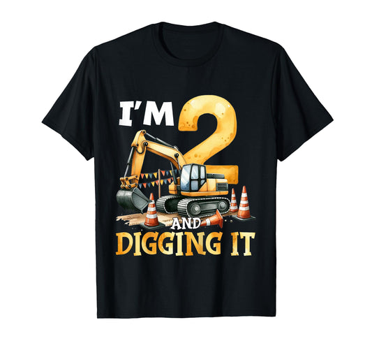 Two 2yr 2nd Birthday Construction Boy 2 Years Old Boys Kid T-Shirt