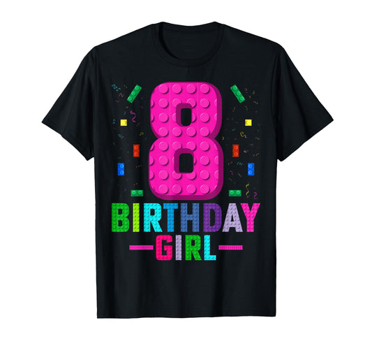 Kids Builder 8 Years Old Building Blocks 8th Birthday Girl T-Shirt