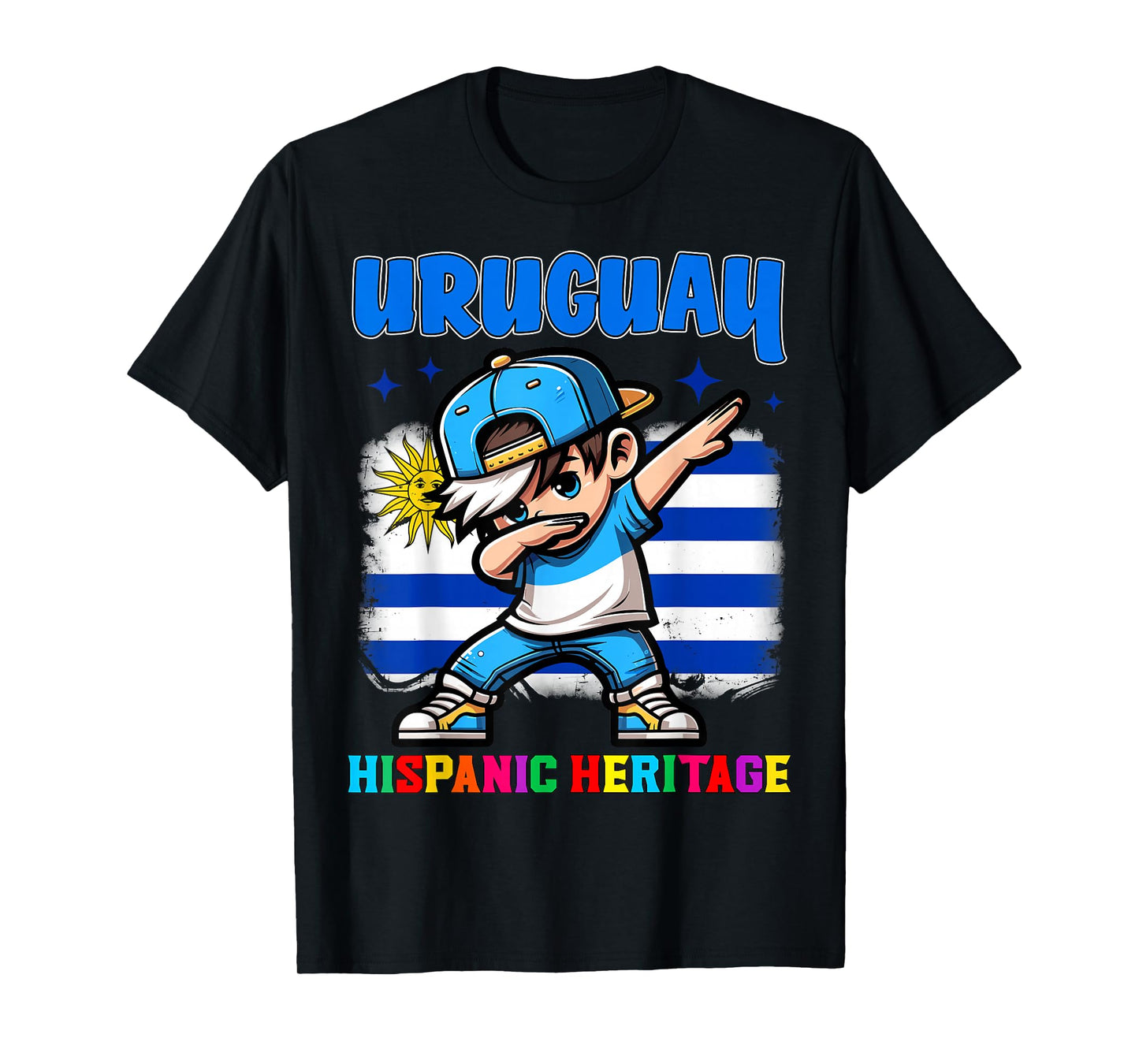 Uruguay Dabbing Kid Hispanic Heritage Celebration for Kids T-Shirt