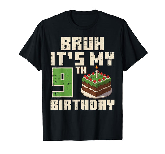 9th Birthday Pixel Gaming 9 Year Old Gamer Bday Boys Kids T-Shirt