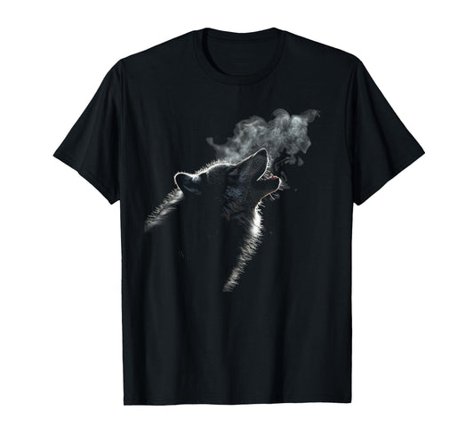 Alpha Wolf Howling to Moon Dark Fantasy Graphic Wolf Lovers T-Shirt
