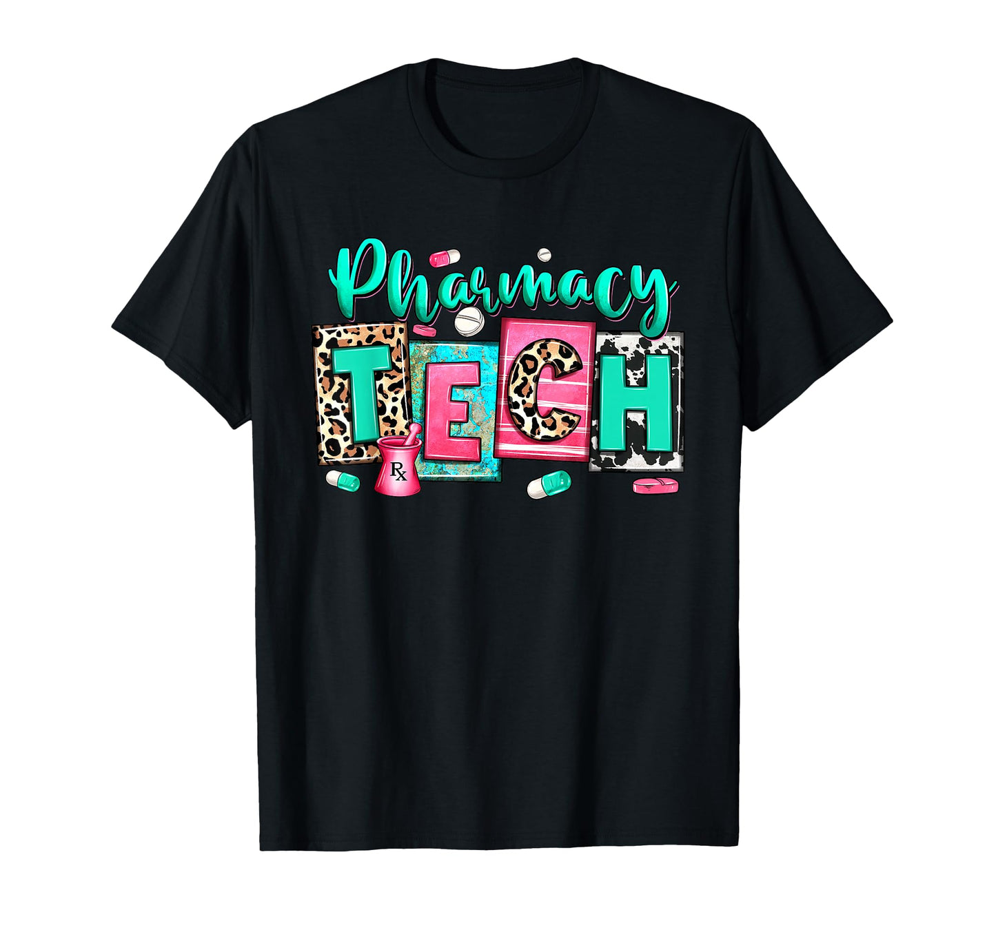 Women Pharmacy Tech Leopard Medical Pharmacy Technician Life T-Shirt