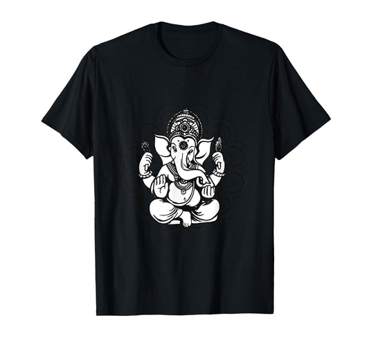 Yoga Mandala Elephant Ganesha Tribal Ornaments Chakra Hindu T-Shirt