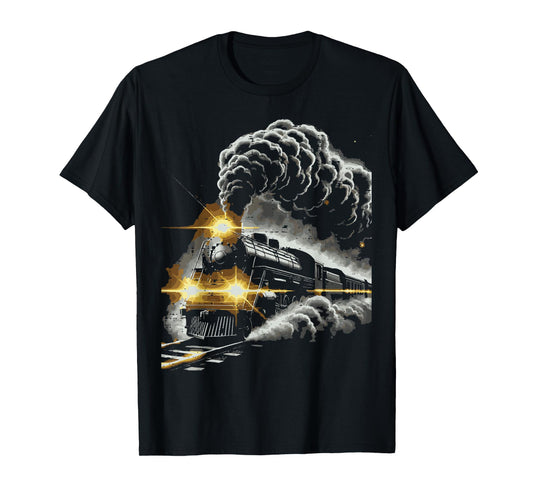 Steam Engine Train Vintage Locomotive Conductor Men Boys Kid T-Shirt