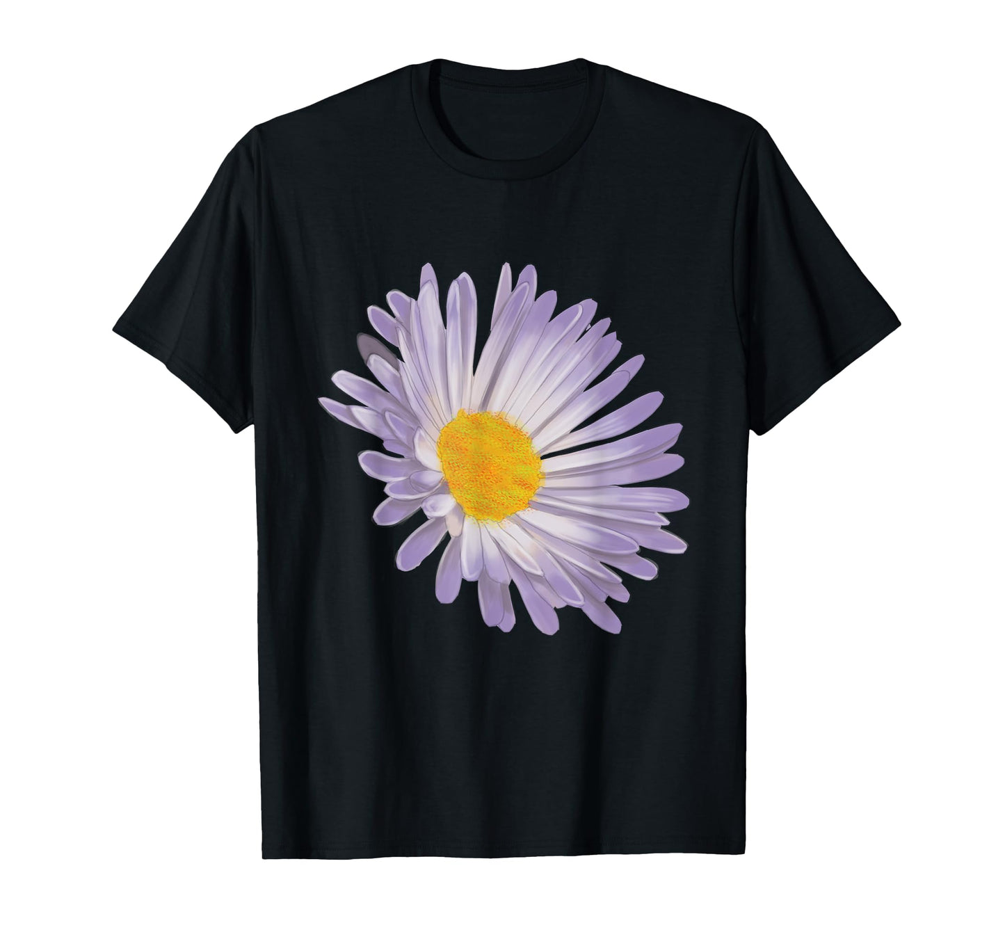 Purple Aster Flower, Handpainted Style Graphic Daisy T-Shirt T-Shirt