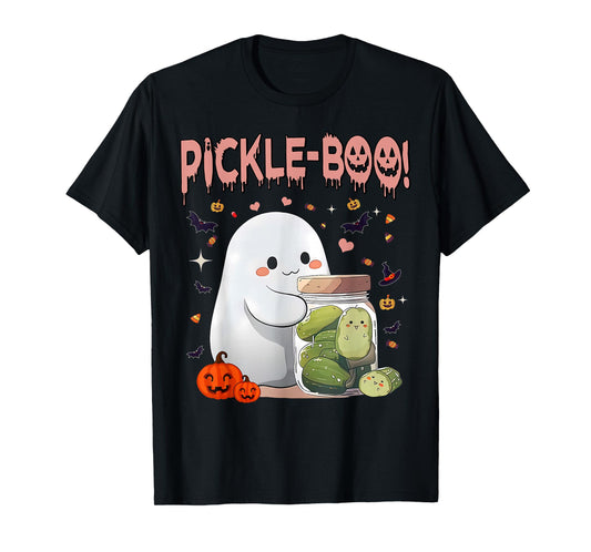 Vintage Kawaii Pickle Boo Ghost Halloween Spooky Season T-Shirt