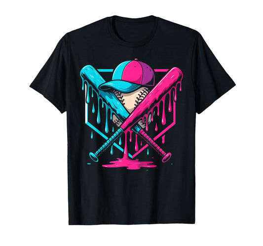 Baseball Ice Cream Drip Youth Home Plate Baseball Boys T-Shirt