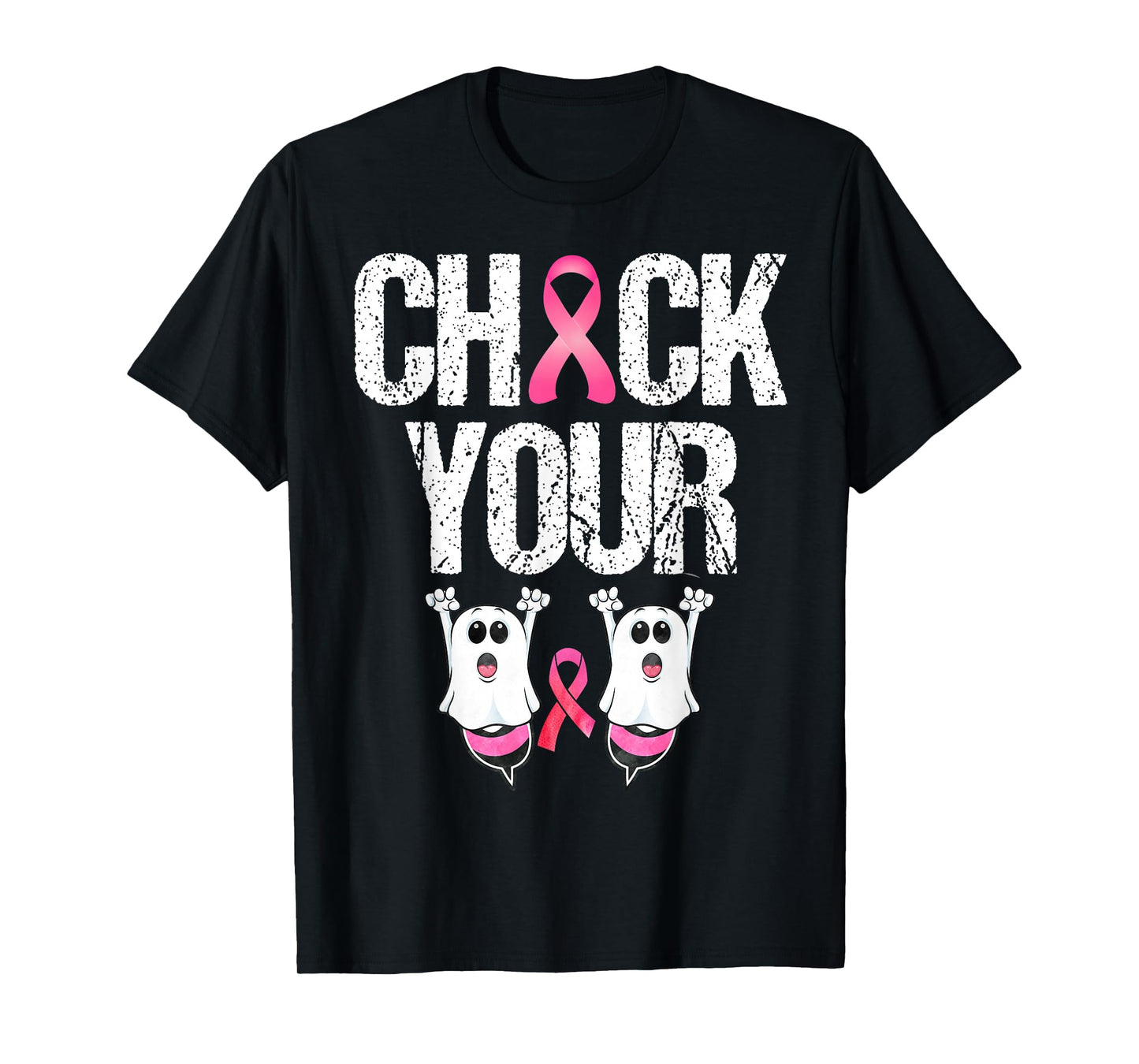 Check Your Boo Bee Funny Ghost Halloween Cancer Breast Pink T-Shirt