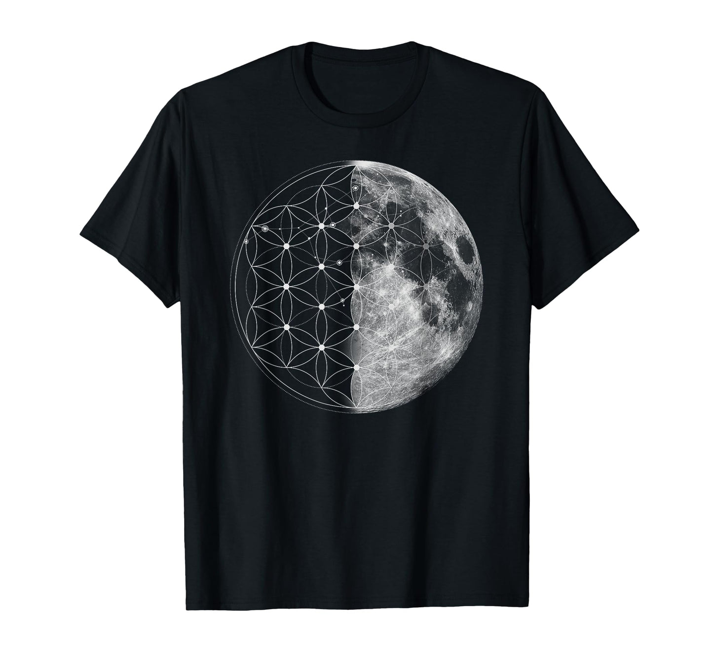 The Dharma Store - Flower of Life Moon - Sacred Geometry T-Shirt
