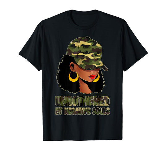 Afro Black Women Camo Melanin Queen Cap Hat Unbothered T-Shirt