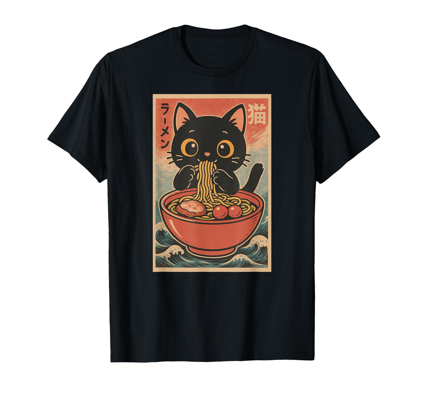 Cute Ramen Cat Japanese Retro Kawaii Noodle Anime Lover Gift T-Shirt