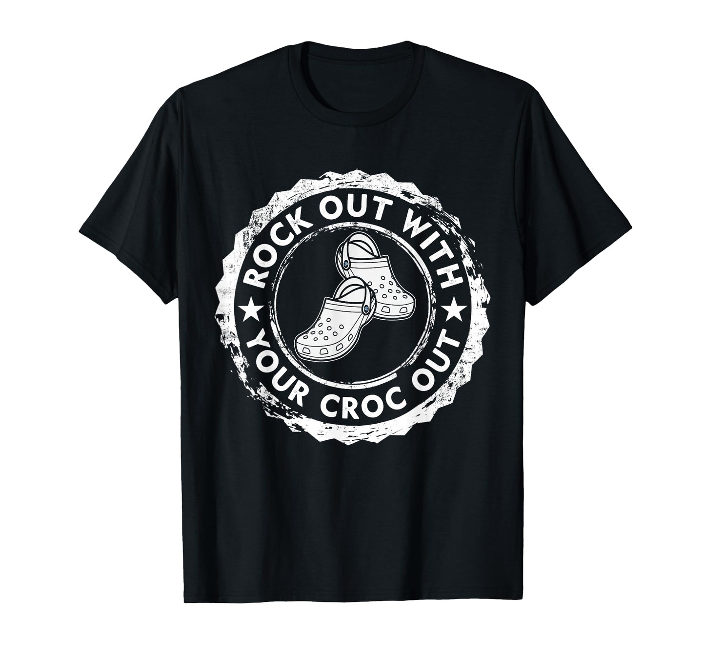 Distressed Retro Rock Out With Your Croc Out Nurse Tee T-Shirt