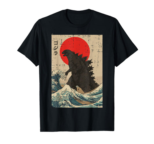 Japanese Kaiju Wave Red Sun Japan Monster Men Women Kids T-Shirt