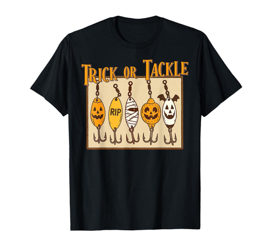 Trick or Tackle Halloween Funny Fishing Lures Spooky Angler T-Shirt