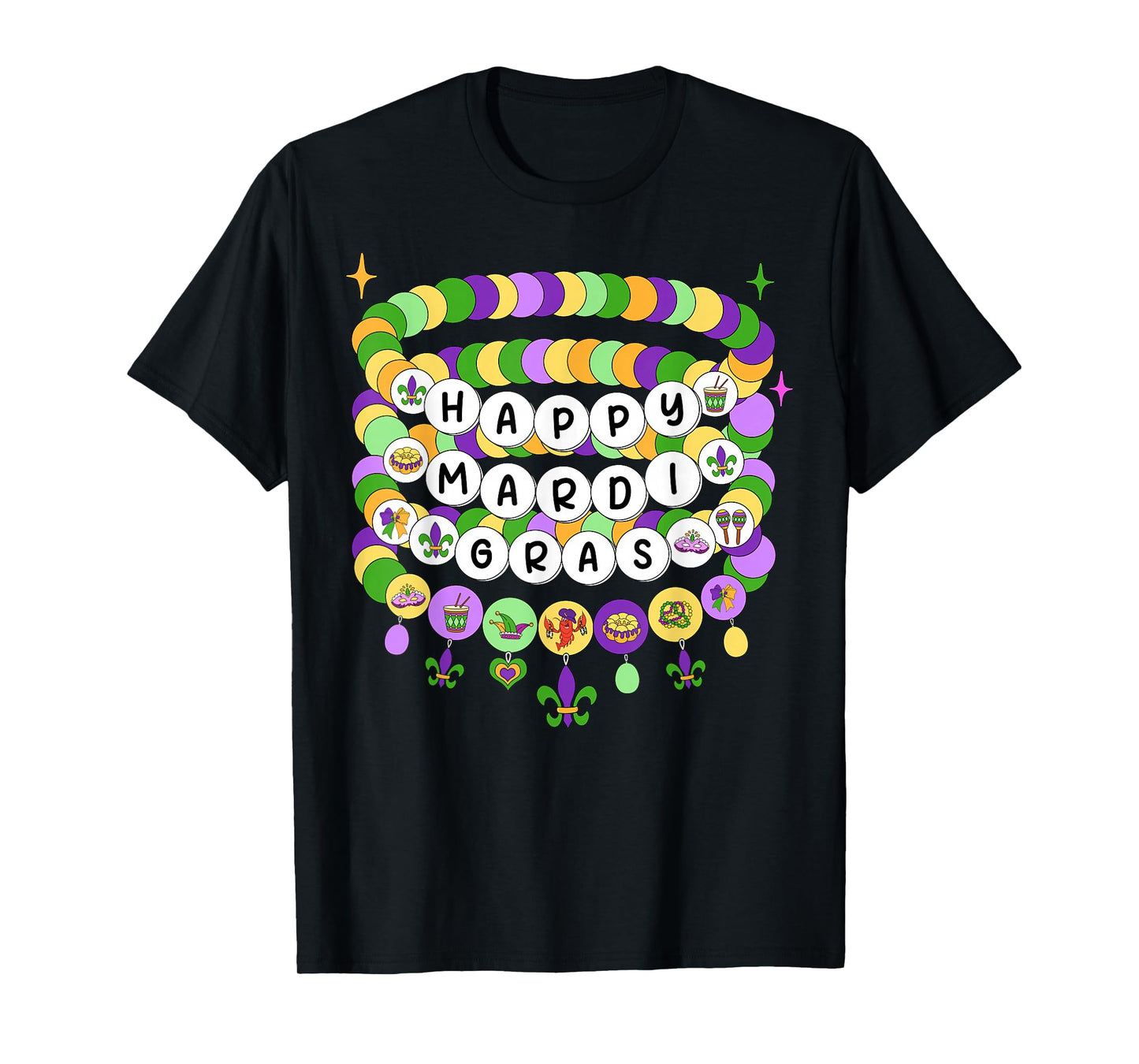 Mardi Gras Friendship Bracelet Mardi Gras Beads Kids Girls T-Shirt