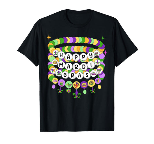 Mardi Gras Friendship Bracelet Mardi Gras Beads Kids Girls T-Shirt
