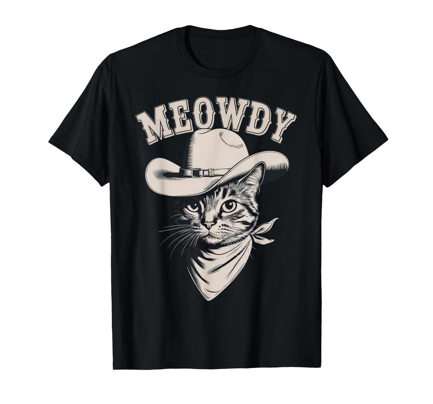 Meowdy Cat Funny Cowboy Western Graphic Cat Lady Cat Dad T-Shirt