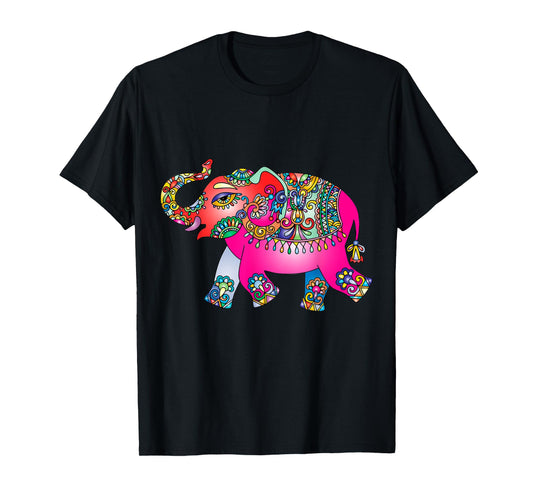 Colorful Indian Elephant Tribal - Mandala Art - Yoga Namaste T-Shirt