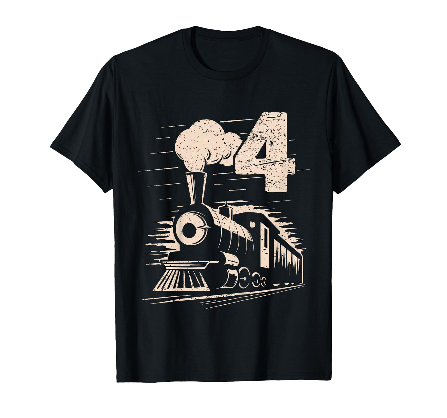 Funny Vintage 4th Train Birthday Boy Girl 4 Year Old T-Shirt