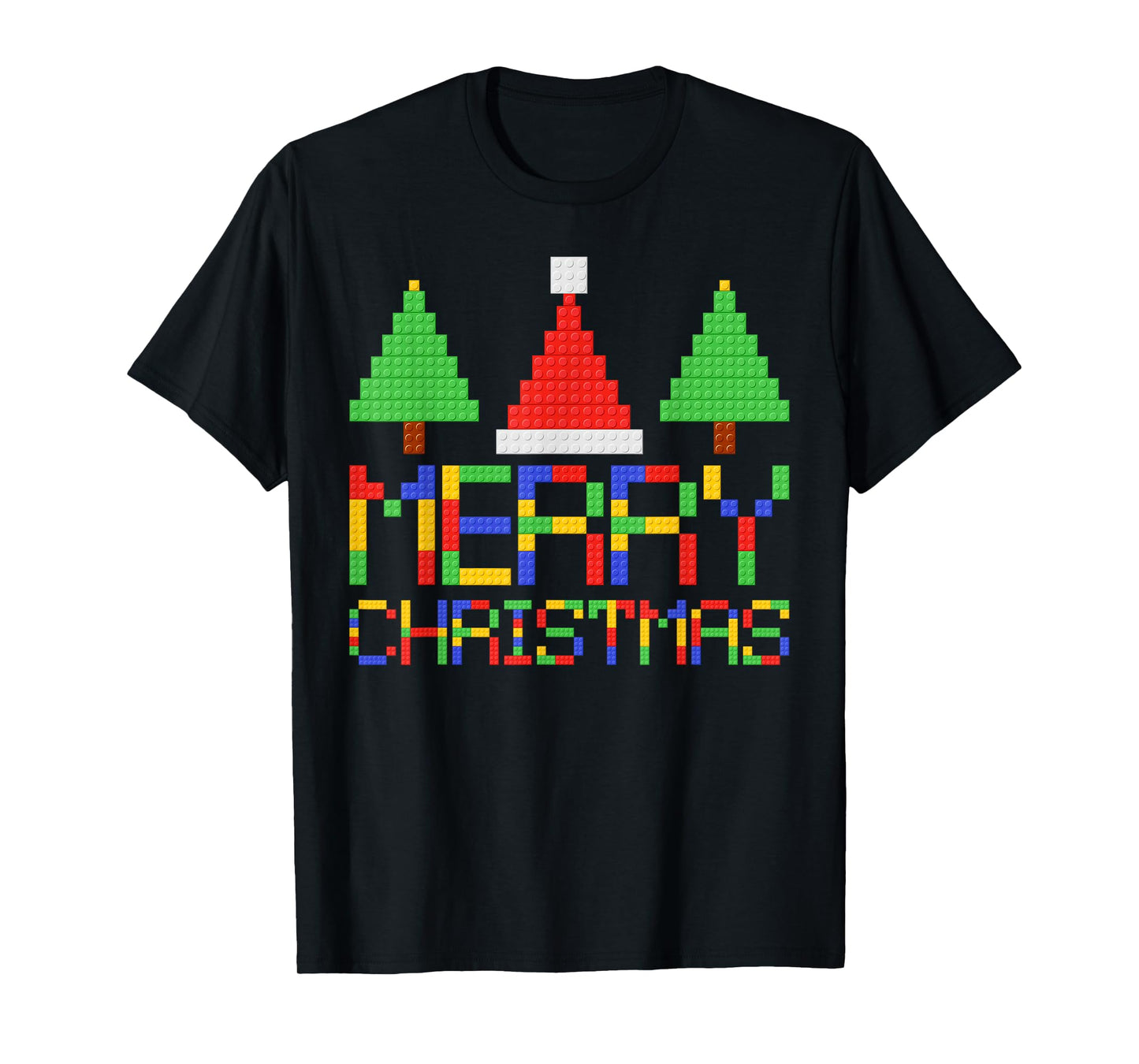 Merry Christmas Pajamas Blocks Building Lovers Boys Kids T-Shirt