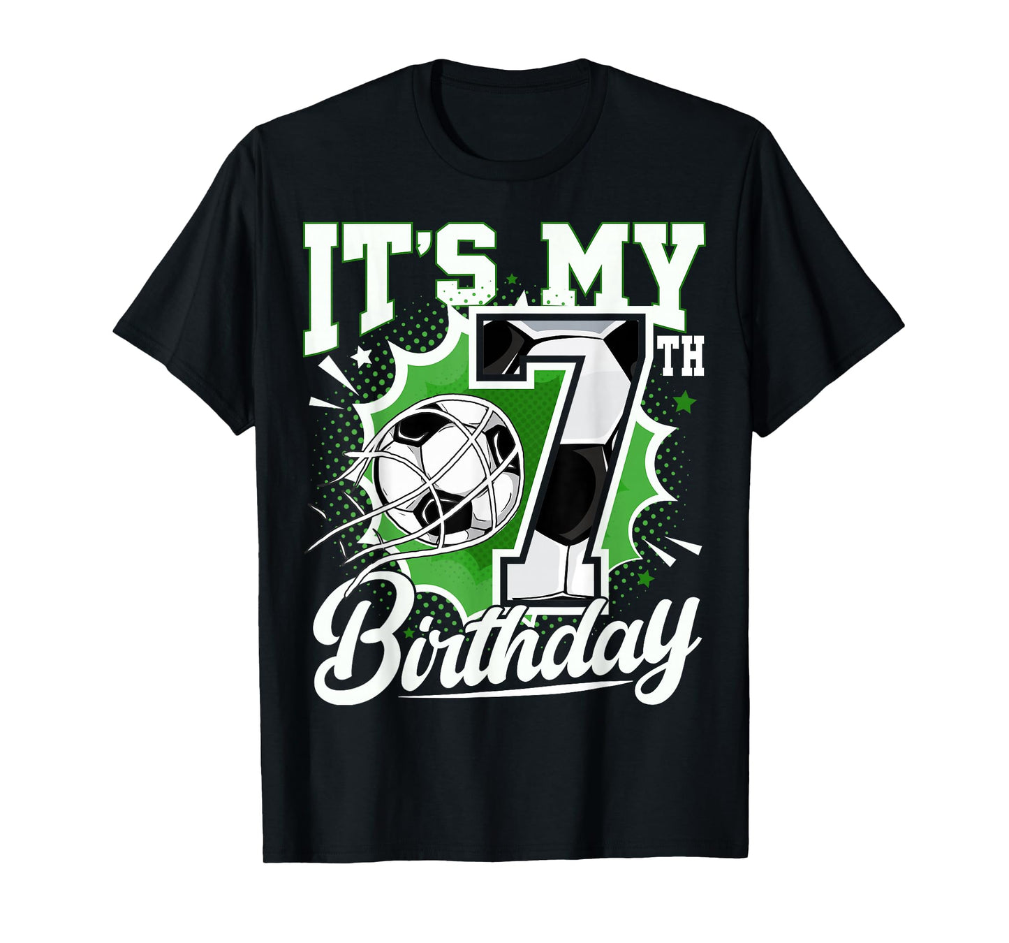 Kids 7 Year Old Birthday It's My 7th Birthday Soccer Ball T-Shirt