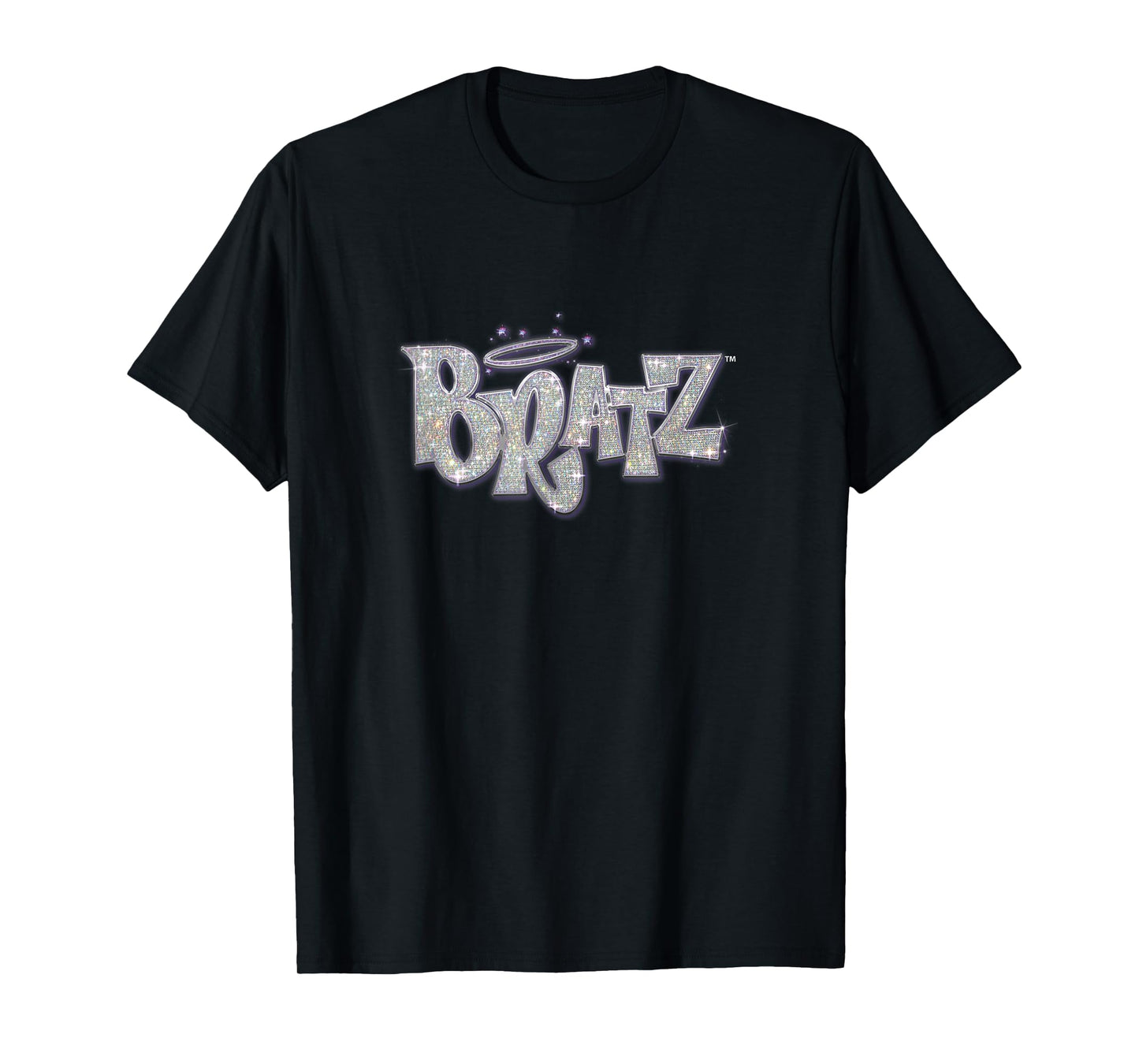 Bratz Silver Glitter Logo Purple Lining Angel Halo Sparkles T-Shirt