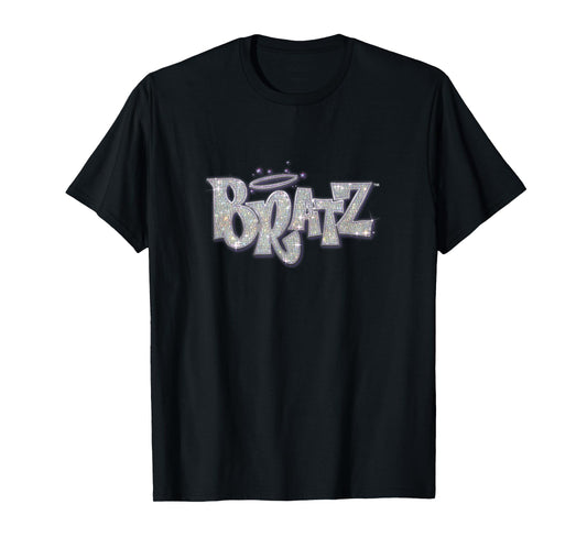 Bratz Silver Glitter Logo Purple Lining Angel Halo Sparkles T-Shirt