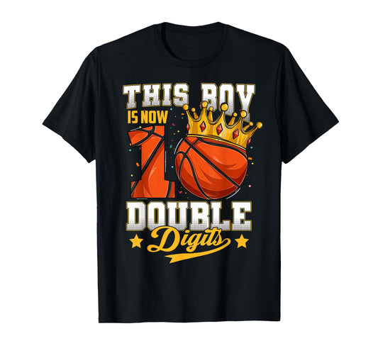 This Boy Double Digits Ten Basketball 10 Year Old Birthday T-Shirt