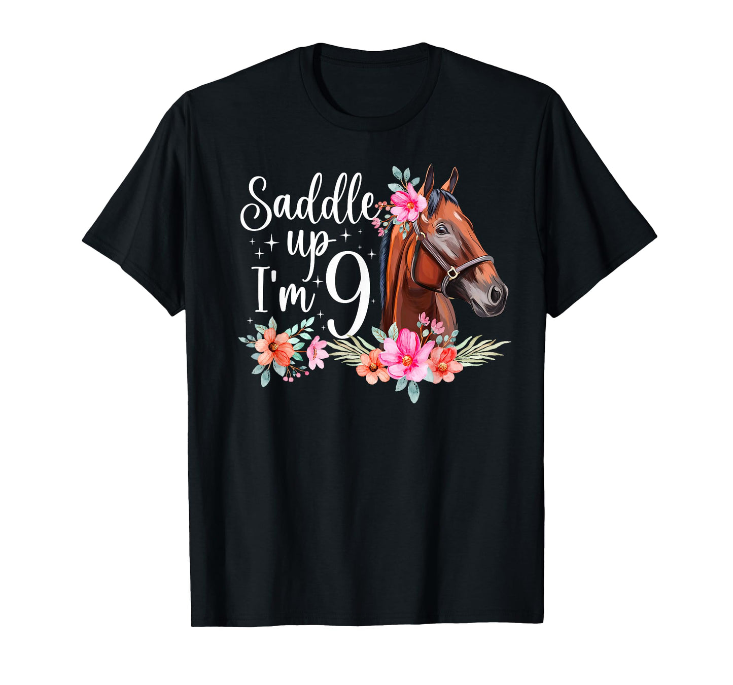 9th Horse Birthday Nine Year Old Girl Horses Birthday T-Shirt