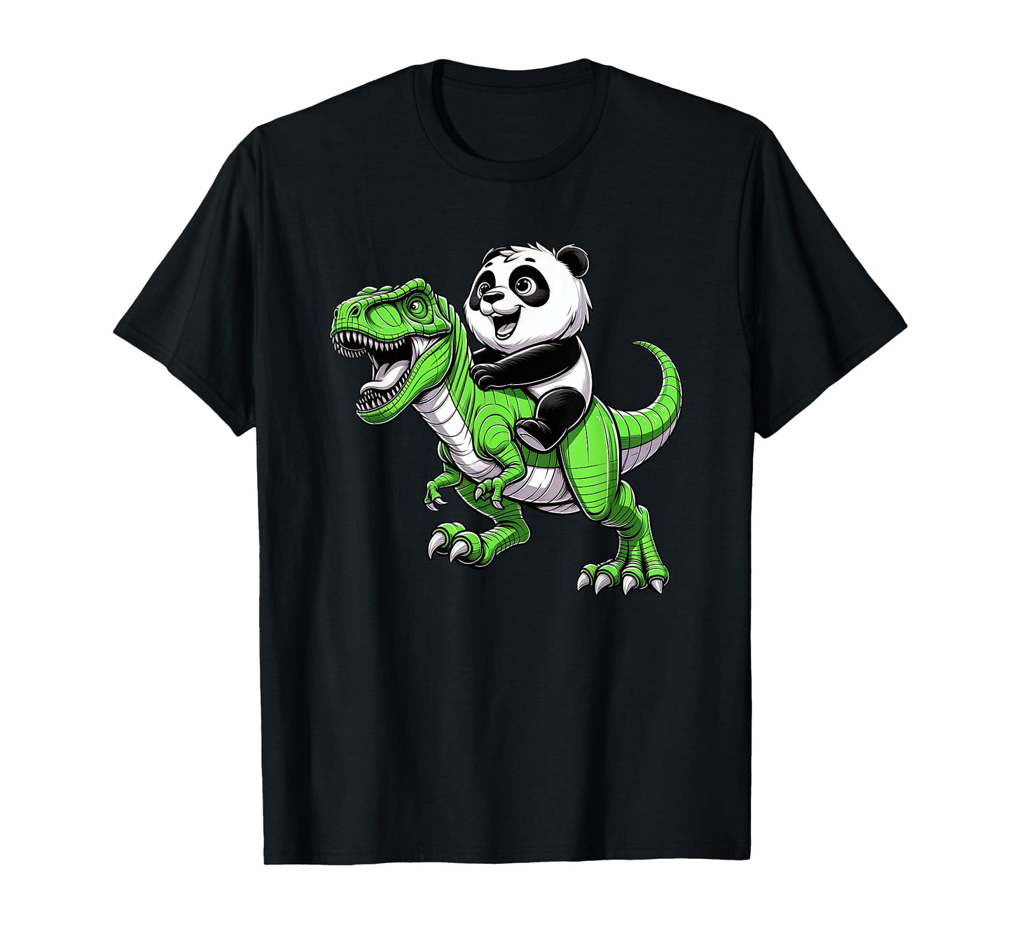 Cute T rex Panda Funny Riding Dinosaur Boys Girls Kids T-Shirt