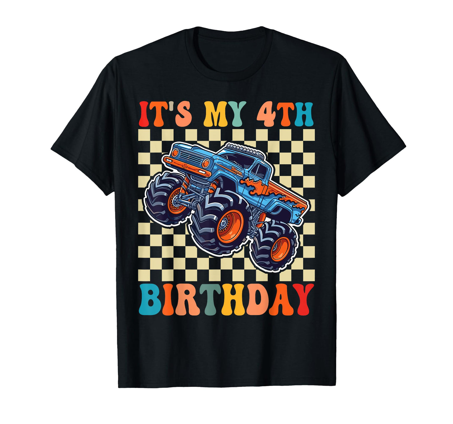 4 Years Old Boy Girl It's My 4th Birthday Boys Monster Truck T-Shirt