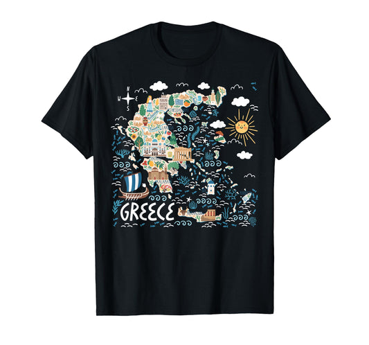 Travel Europe Greece Athens Santorini Crete Greek Vacation T-Shirt