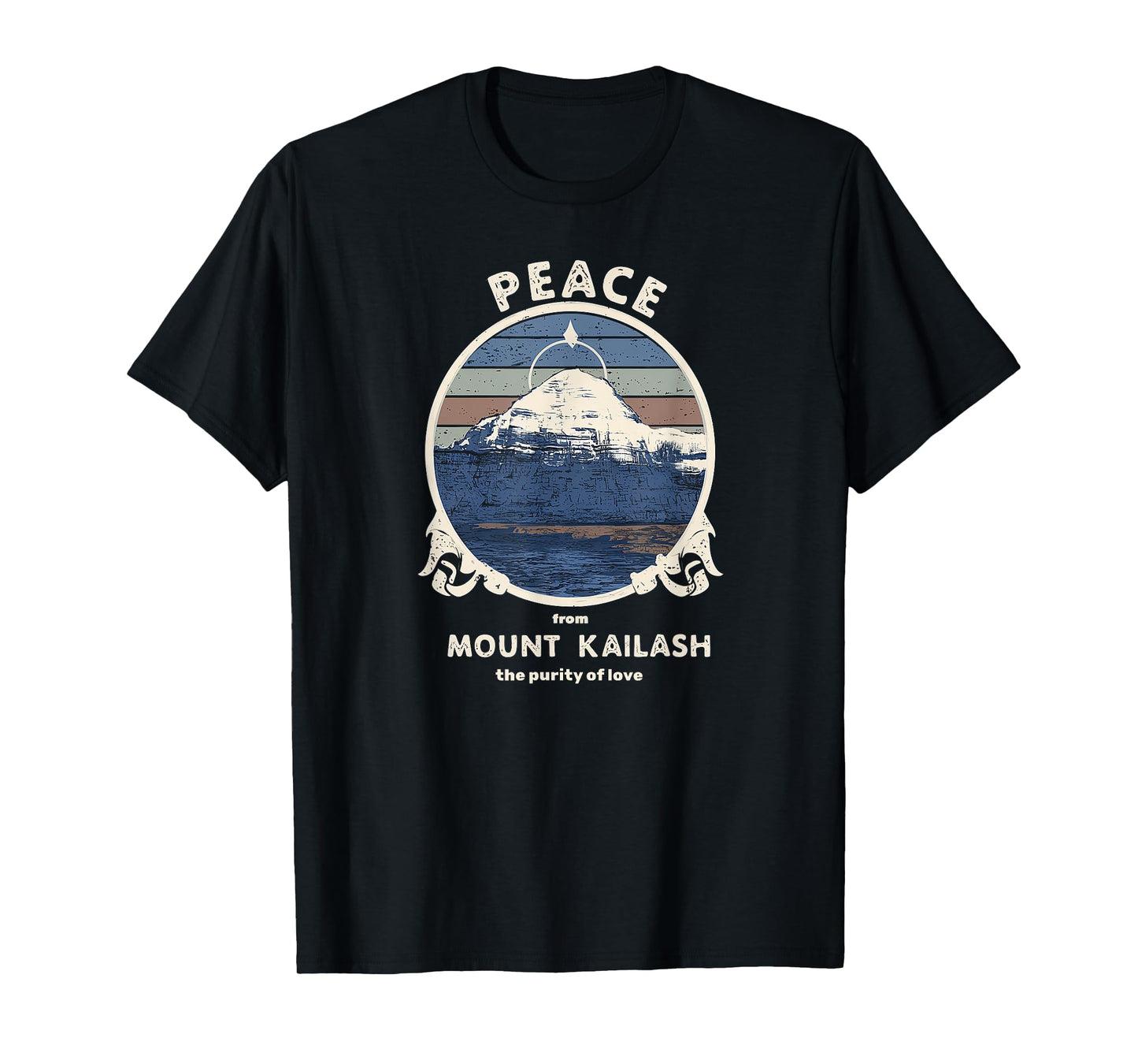 Mount Kailash Peace, Purity of Love Meditation Retro Print T-Shirt